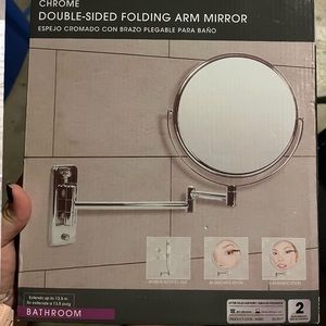 Chrome double sided folding arm mirror